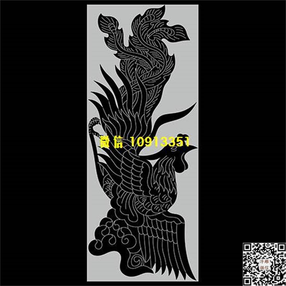 精雕图142凤凰墓碑板精雕图线雕图线条图单线铣底图_电脑雕刻plt文泰矢量图精雕图浮雕图